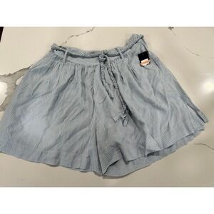 Crown‎ & Ivy Striped Shorts Braided Belt High Waist Casual Blue Size 2
